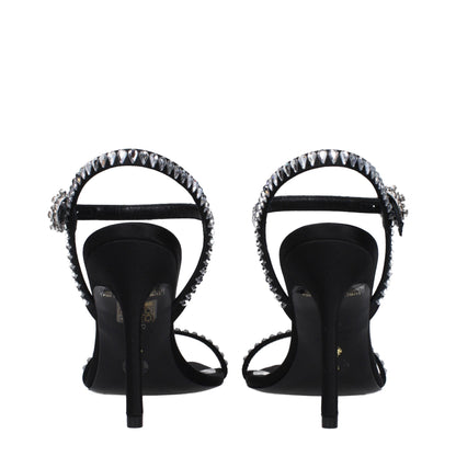 Stuart Weitzman Sandalen mit Stiletto-Absatz aus schwarzem Satin