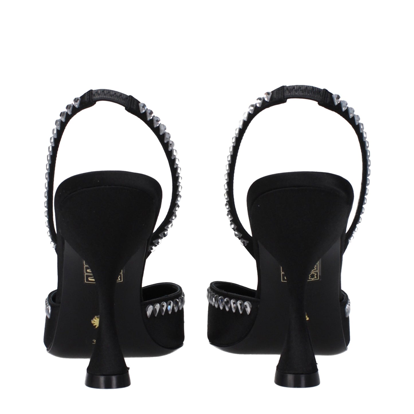 Stuart Weitzman Sandalen mit Stiletto-Absatz aus schwarzem Satin