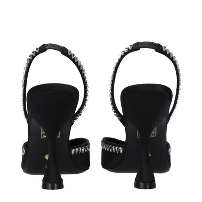 Stuart Weitzman Sandalen mit Stiletto-Absatz aus schwarzem Satin