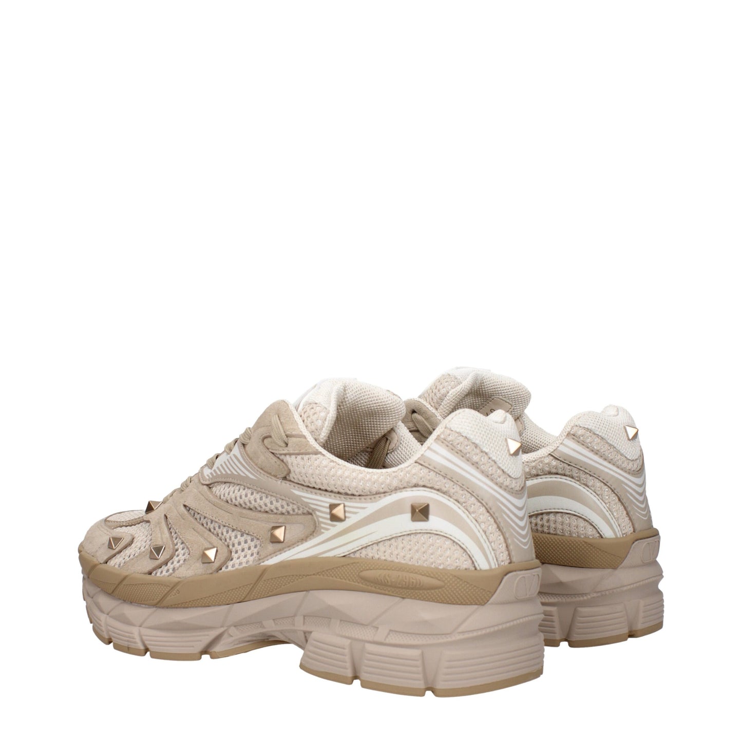 Valentino Garavani Sneaker aus beigefarbenem Stoff, niedriger Schaft
