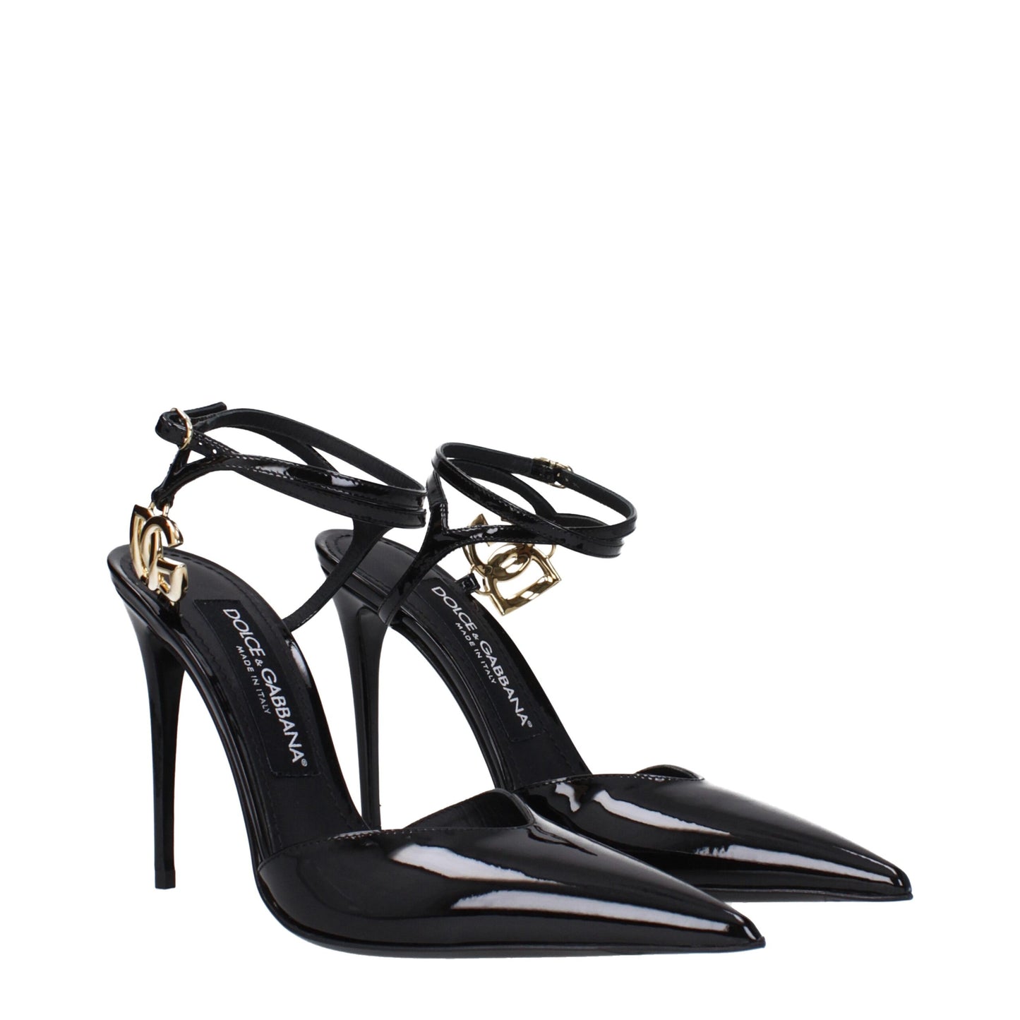 Dolce & Gabbana Black Leather Stiletto Heel Sandals