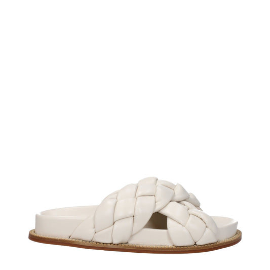Fabiana Filippi Beige Leder-Slipper-Sandalen