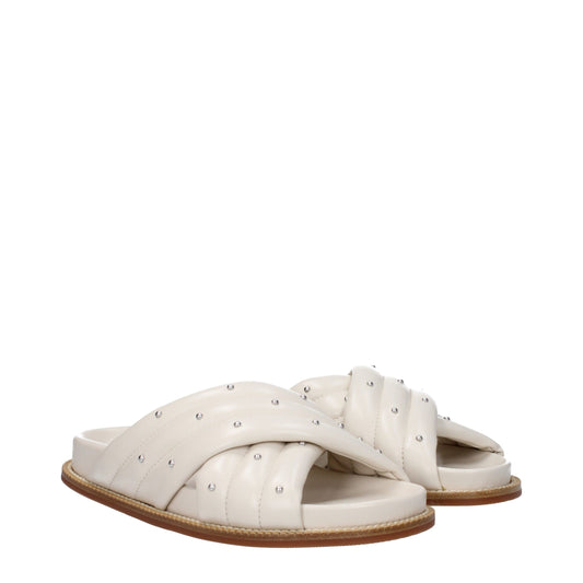 Fabiana Filippi Beige Leder-Slipper-Sandalen