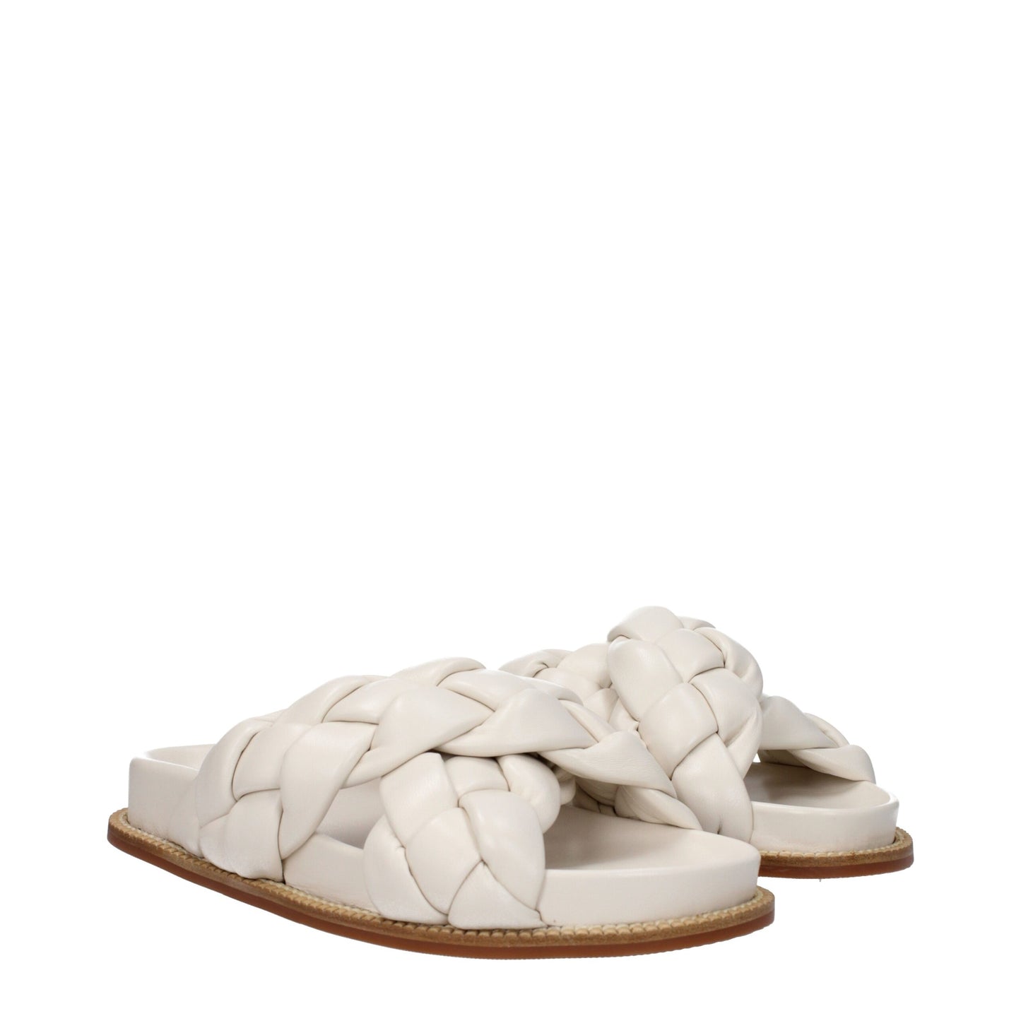 Fabiana Filippi Beige Leder-Slipper-Sandalen