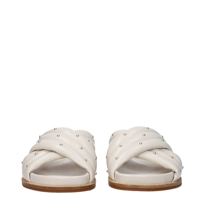 Fabiana Filippi Beige Leather Slippers