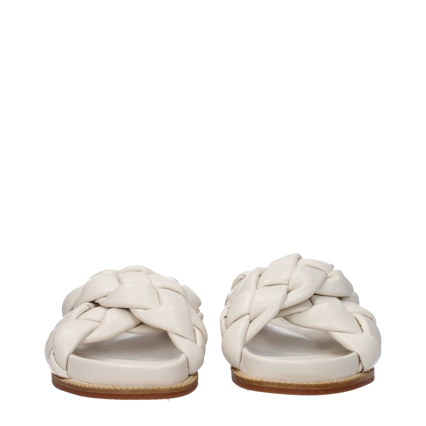 Fabiana Filippi Beige Leder-Slipper-Sandalen