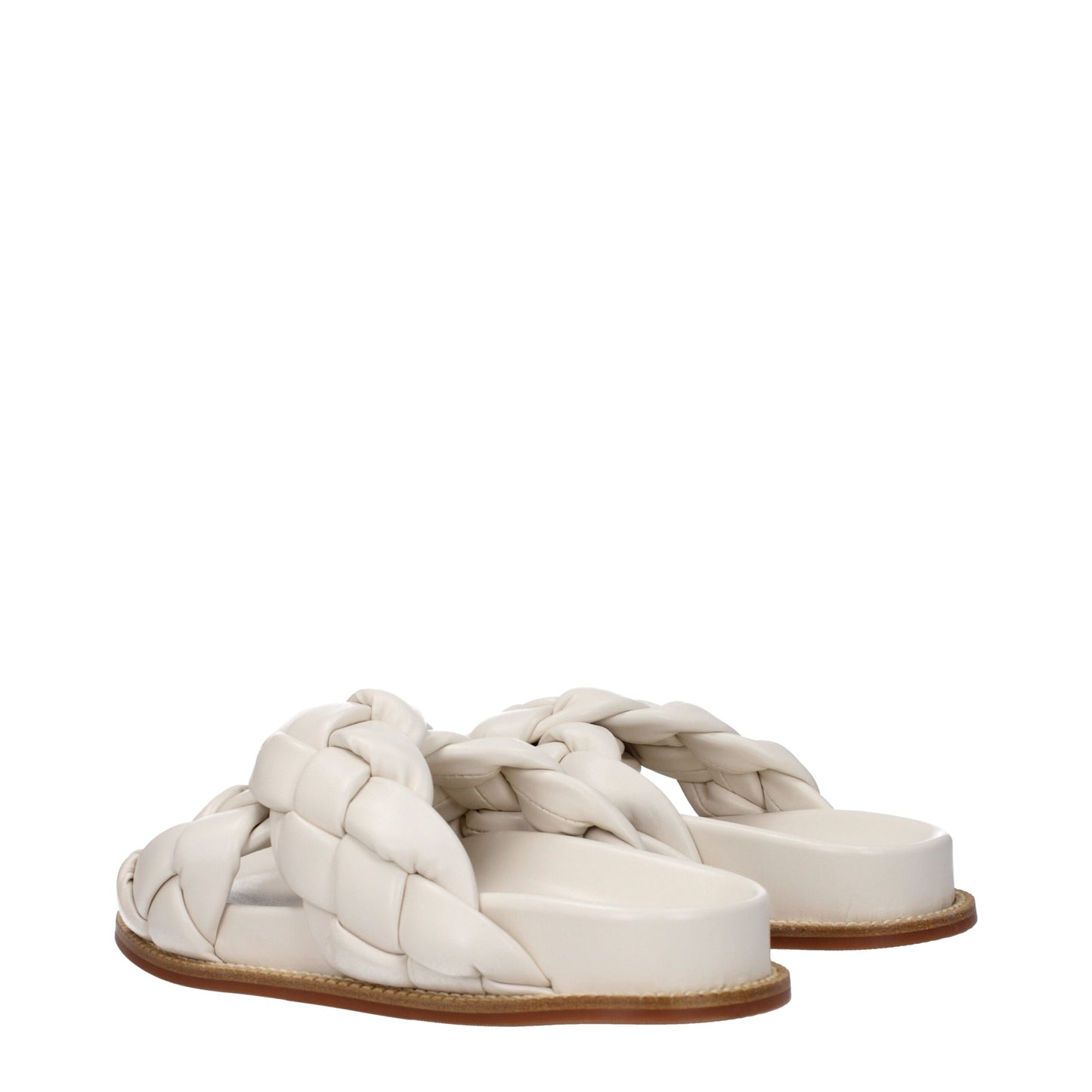 Fabiana Filippi Beige Leder-Slipper-Sandalen