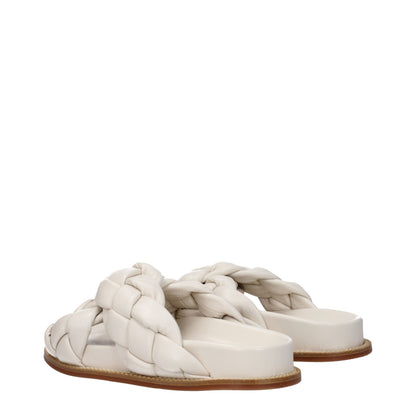 Fabiana Filippi Beige Leder-Slipper-Sandalen