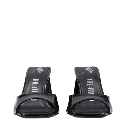 The Attico Black Leather Stiletto Heel Sandals