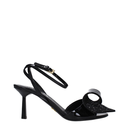 Prada Schwarze Ledersandalen mit Stilettoabsatz