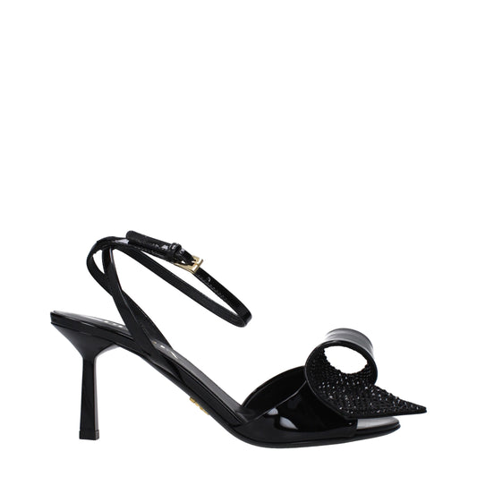 Prada Schwarze Ledersandalen mit Stilettoabsatz