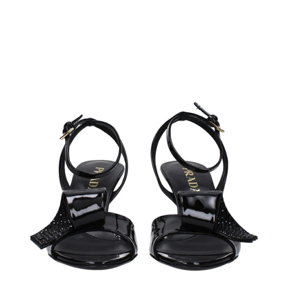 Prada Schwarze Ledersandalen mit Stilettoabsatz