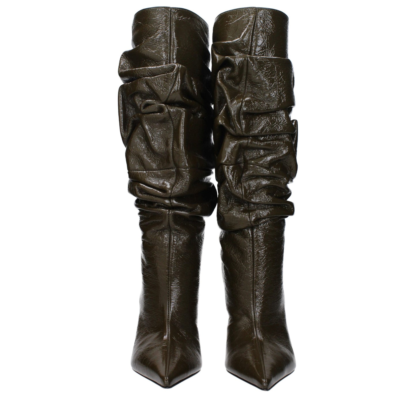 Amina Muaddi – Grüne Lederstiefel mit hohem Absatz