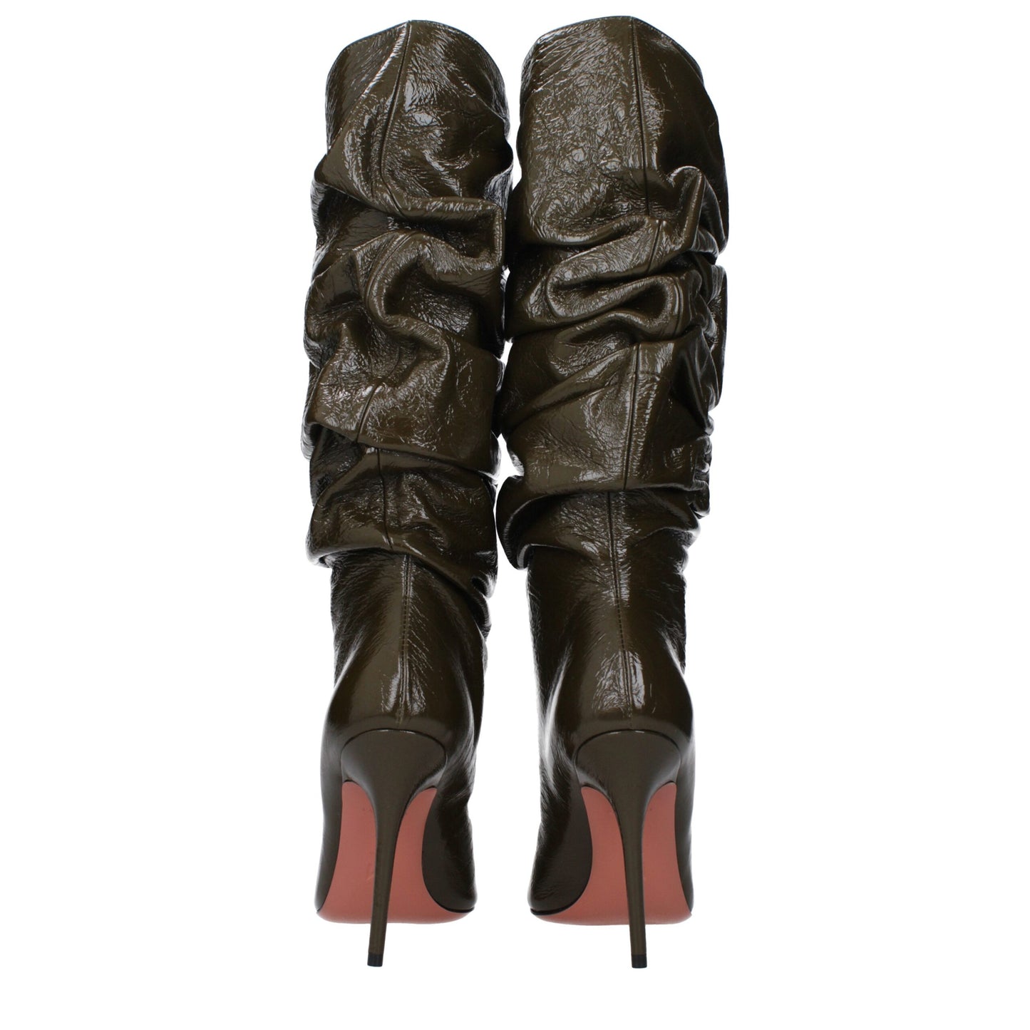 Amina Muaddi – Grüne Lederstiefel mit hohem Absatz