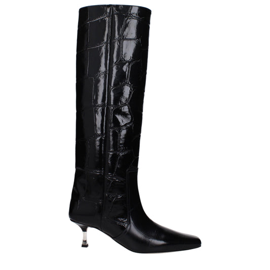 Paris Texas – Schwarze Lederstiefel mit hohem Absatz