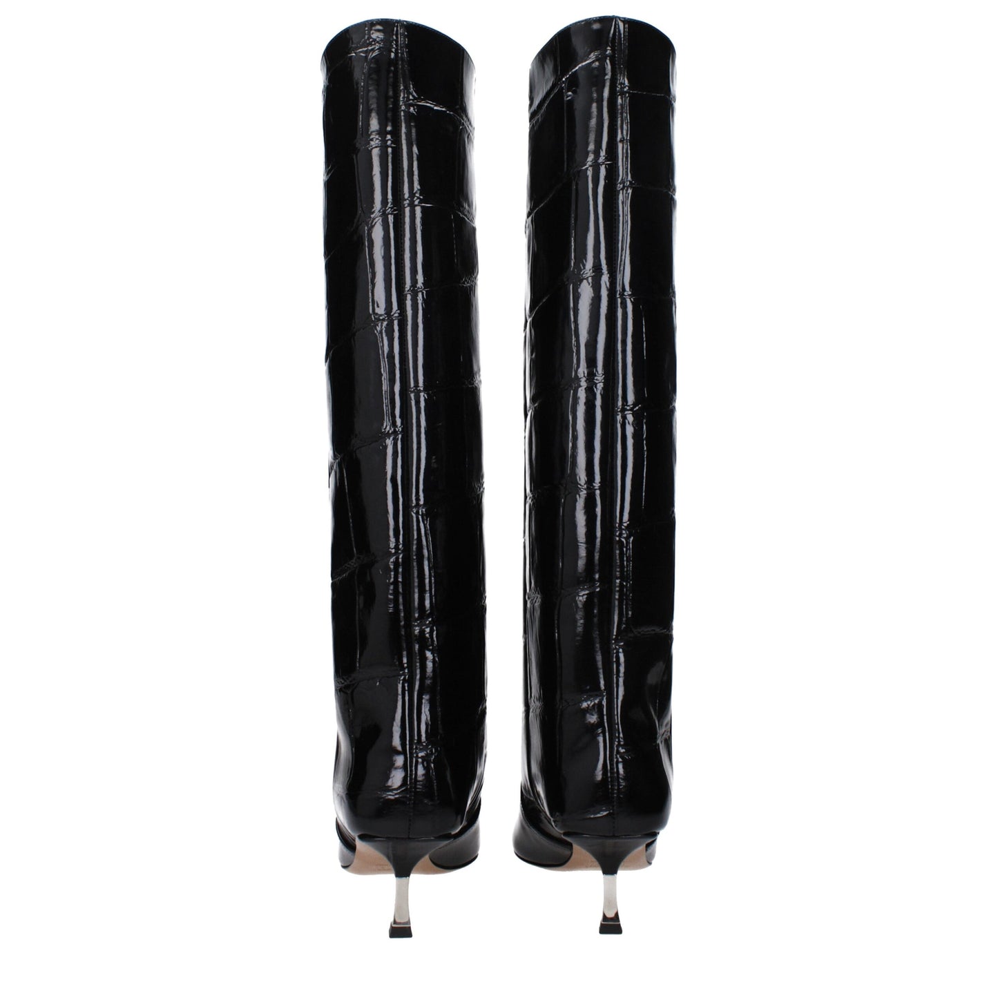 Paris Texas Black Leather High Heel Boots