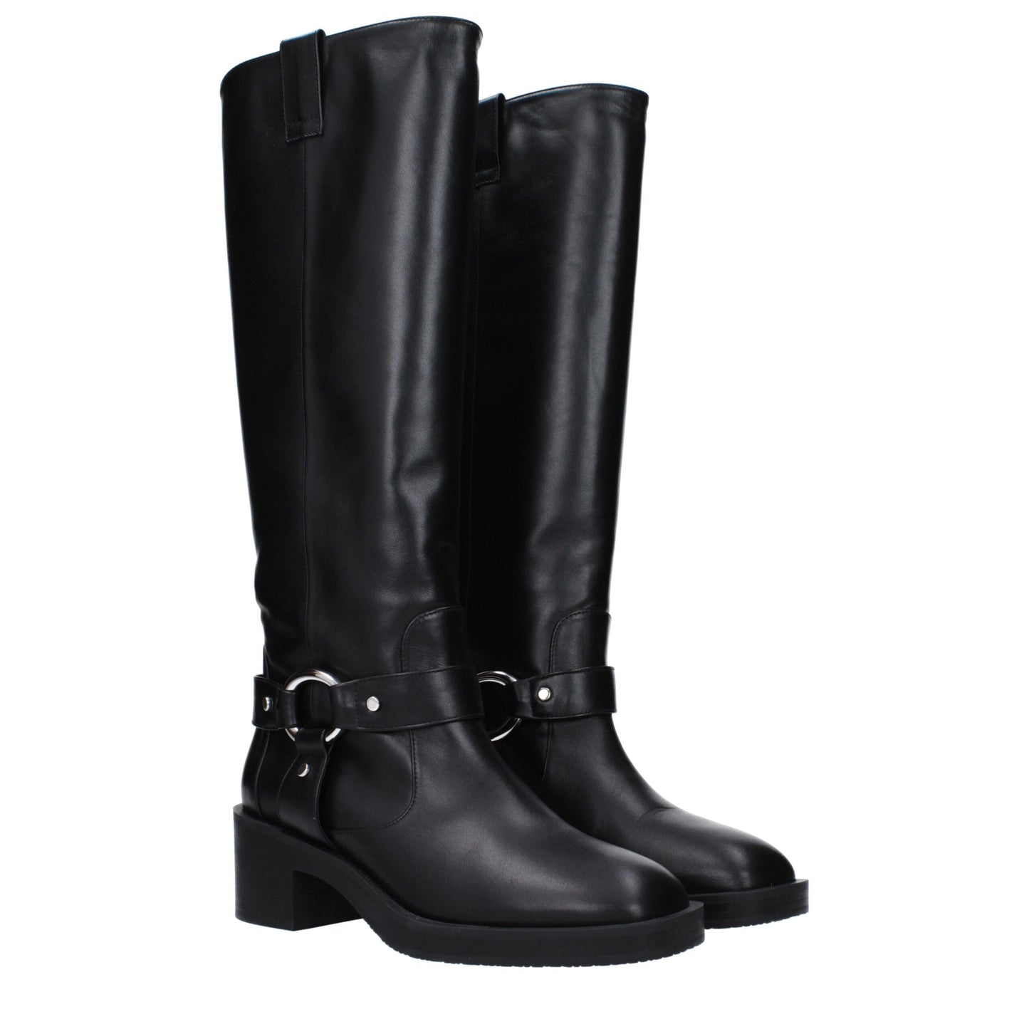 Stuart Weitzman – Schwarze Lederstiefel mit hohem Absatz