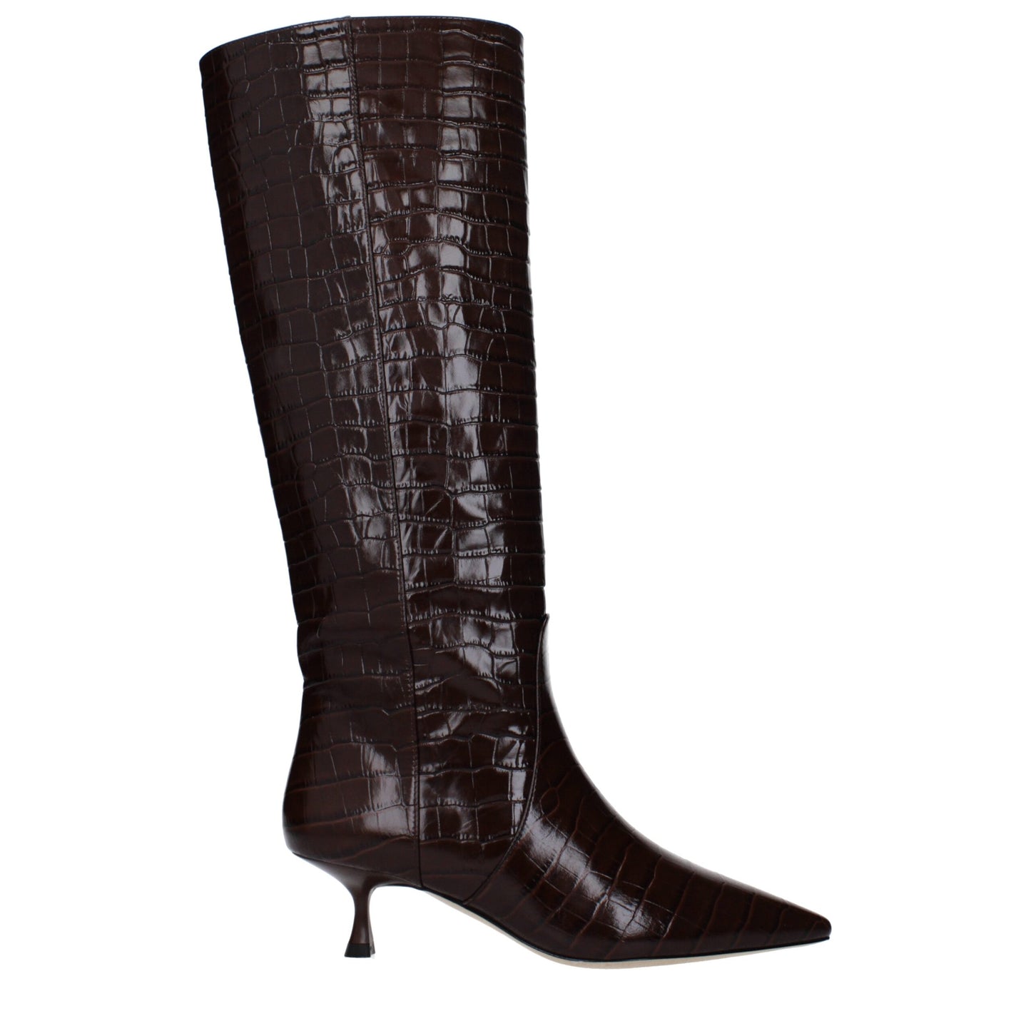 Stuart Weitzman – Braune Lederstiefel mit hohem Absatz