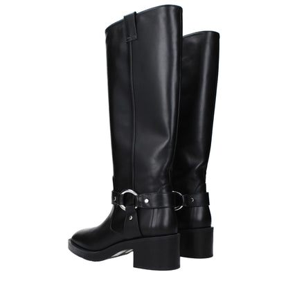 Stuart Weitzman – Schwarze Lederstiefel mit hohem Absatz