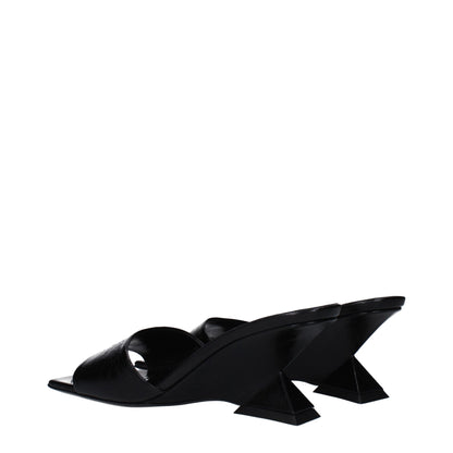 The Attico Black Leather Sandals