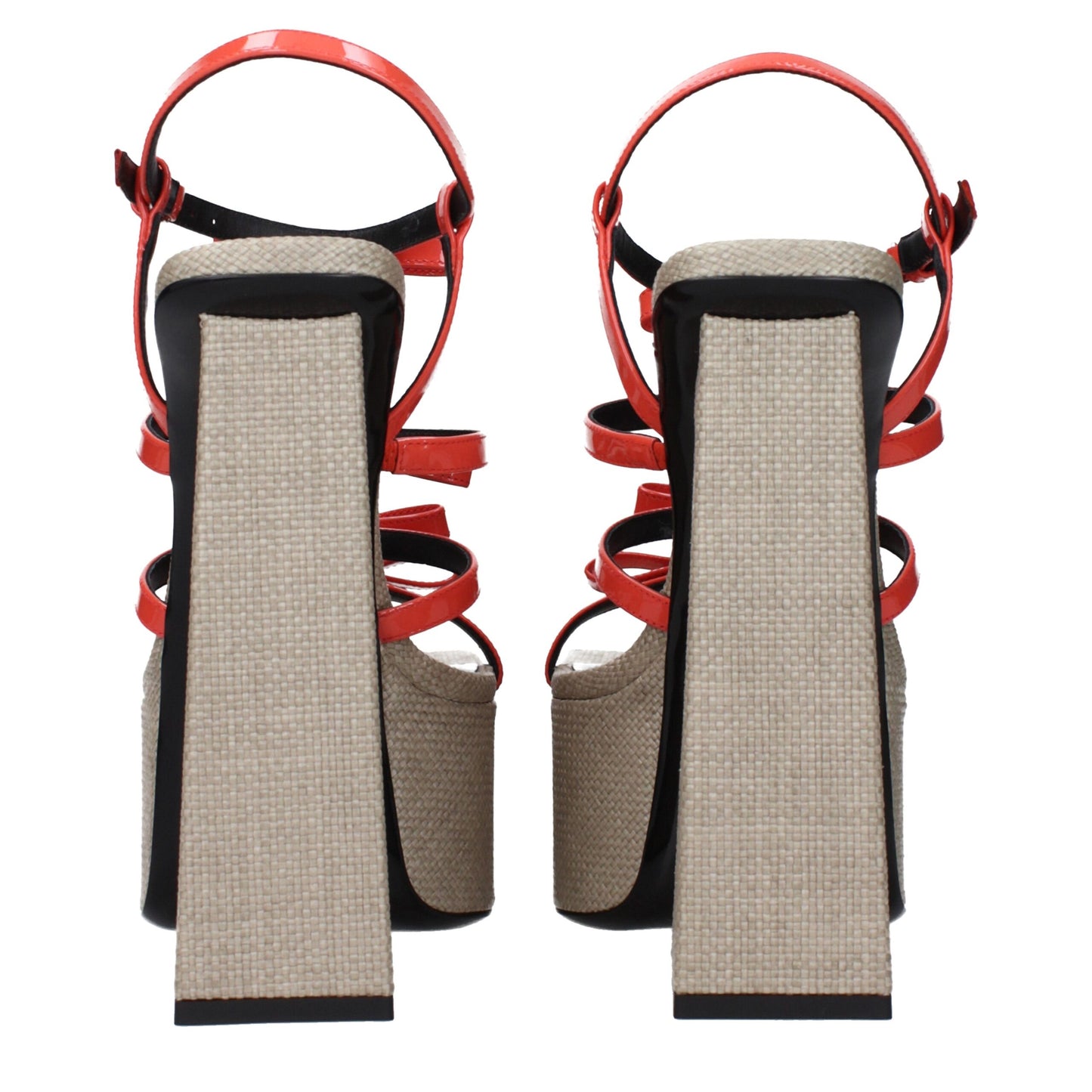 Versace – Orangefarbene Plateauschuhe aus Leder