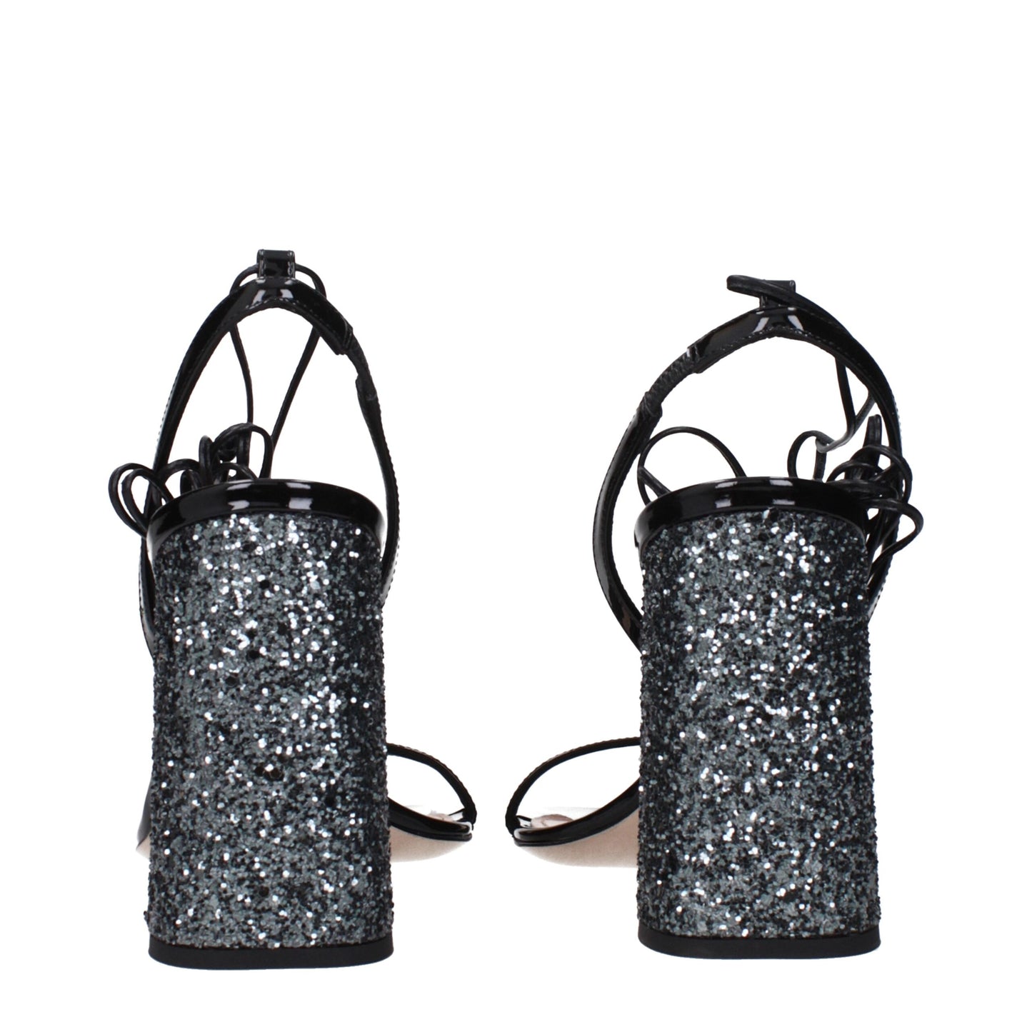 Miu Miu Schwarze Leder-Plateausandalen