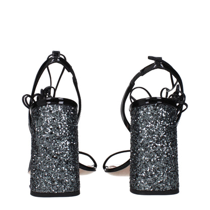 Miu Miu Schwarze Leder-Plateausandalen