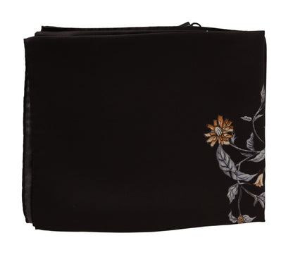 Dolce &amp; Gabbana – Brauner Wickelschal aus 100 % Seide mit Vogelmuster, 80 x 95 cm, UVP