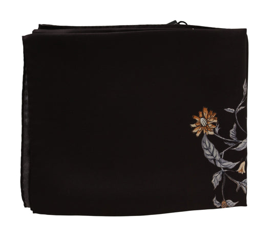 Dolce &amp; Gabbana – Brauner Wickelschal aus 100 % Seide mit Vogelmuster, 80 x 95 cm, UVP