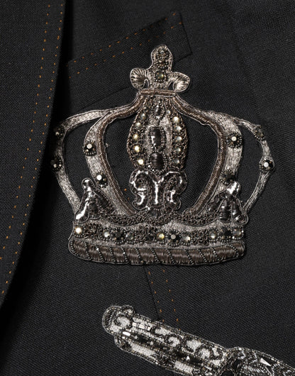 Dolce &amp; Gabbana – Schwarzer Anzug-Blazer mit Bienenkronenverzierung