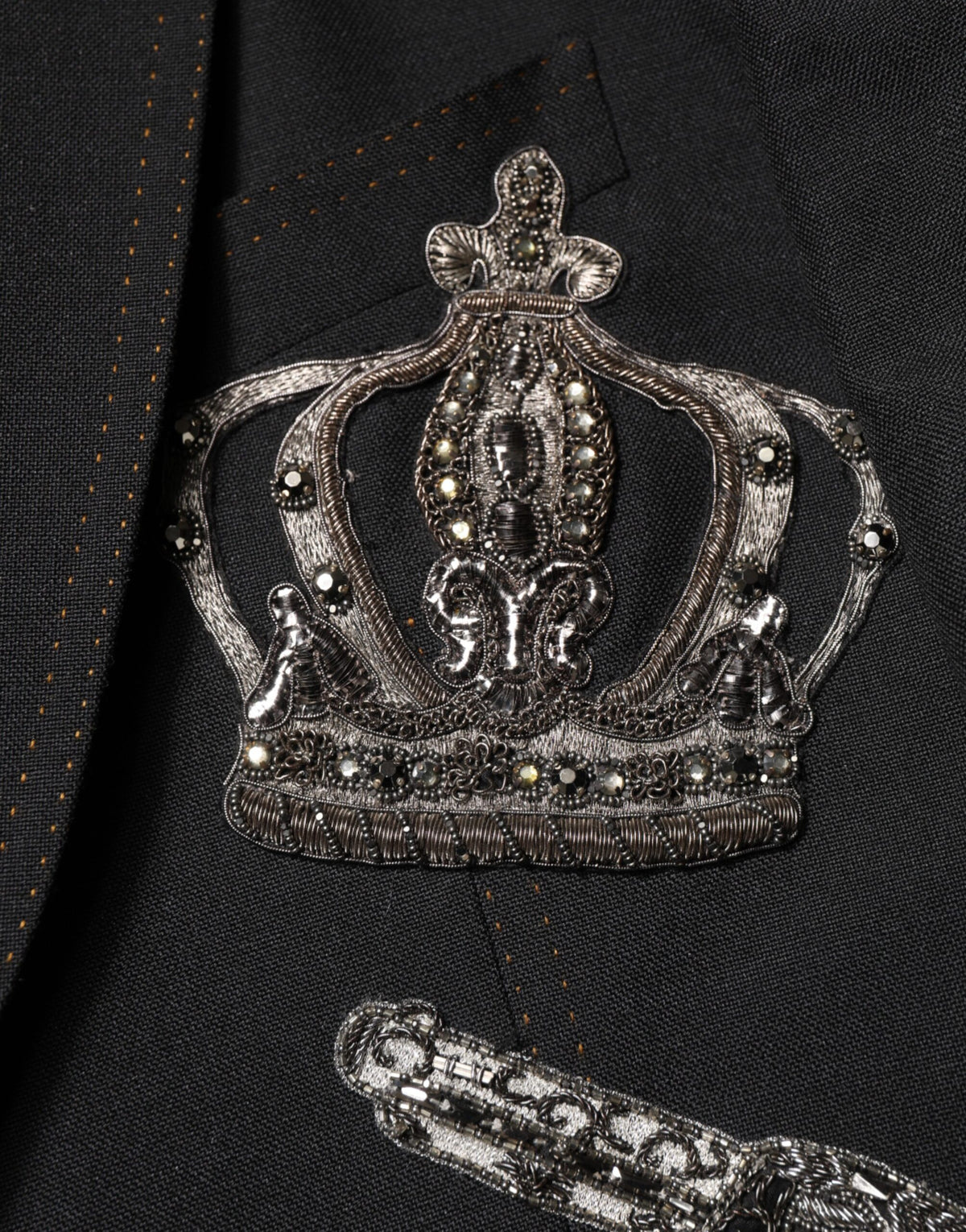 Dolce &amp; Gabbana – Schwarzer Anzug-Blazer mit Bienenkronenverzierung