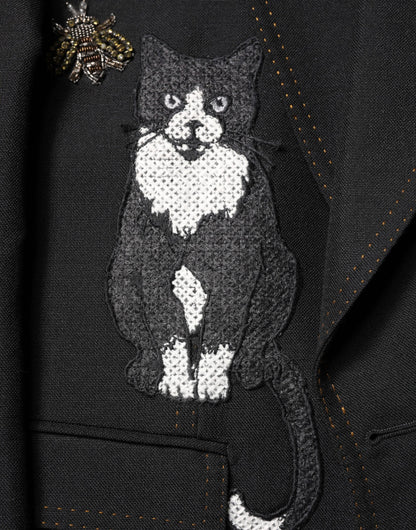 Dolce &amp; Gabbana – Schwarzer Anzug-Blazer mit Bienenkronenverzierung