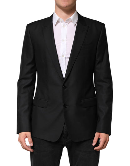 Dolce &amp; Gabbana – Einreihiger Blazer aus schwarzer Wolle