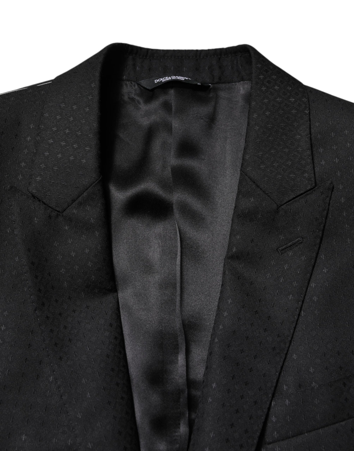 Dolce &amp; Gabbana – Schwarzer, einreihiger, zweiteiliger Jacquard-Anzug