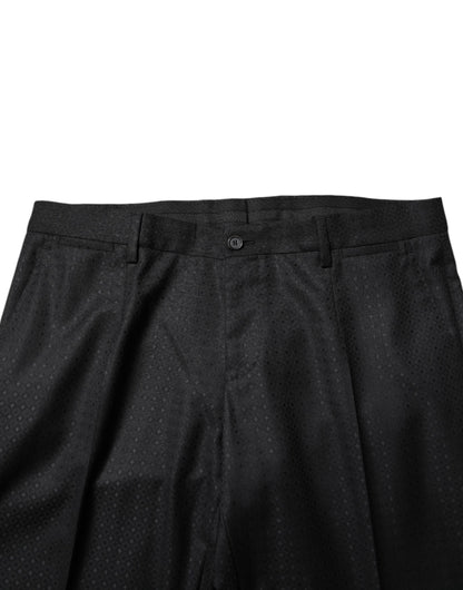 Dolce &amp; Gabbana – Schwarzer, einreihiger, zweiteiliger Jacquard-Anzug