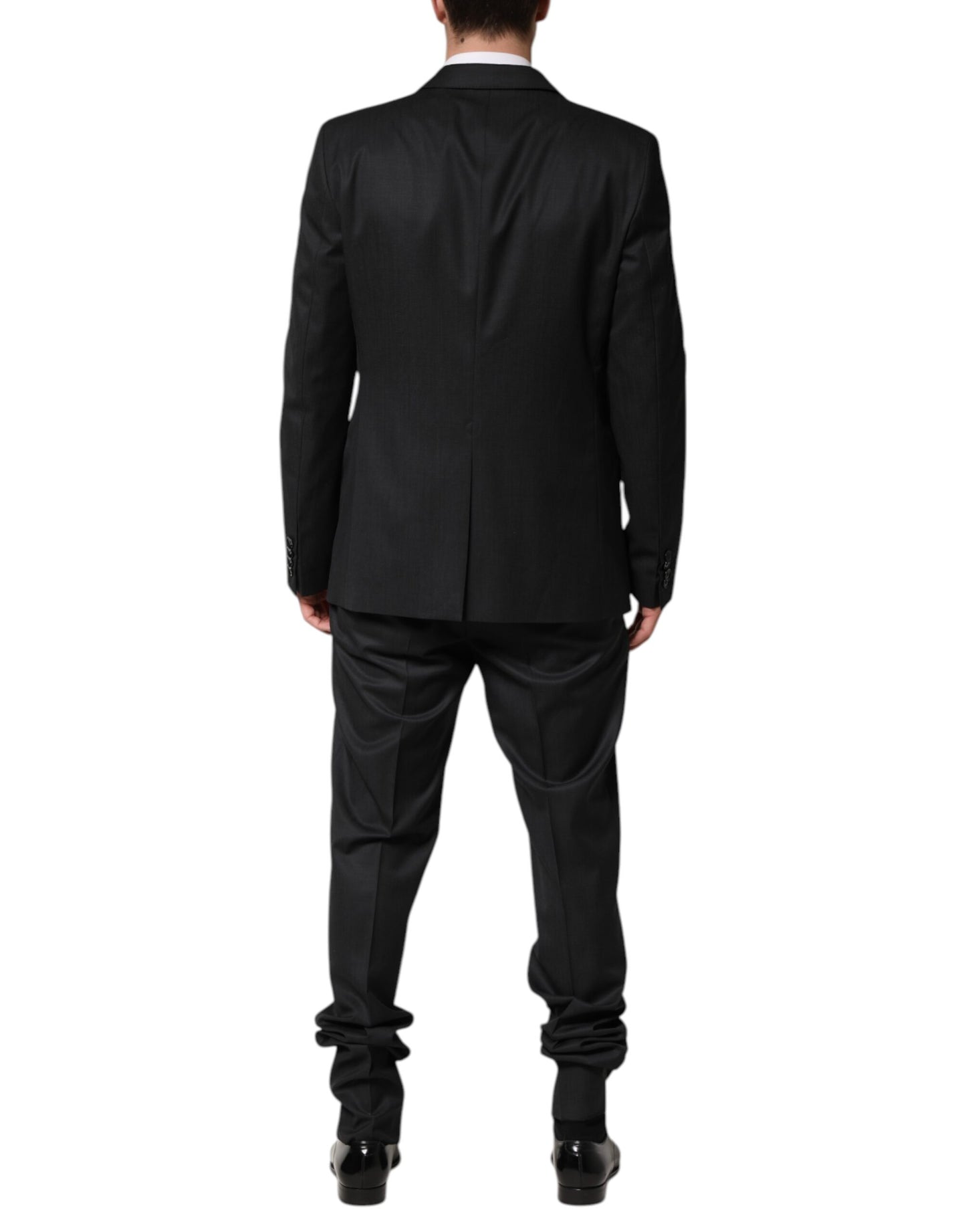 Dolce &amp; Gabbana – Einreihiger, zweiteiliger Anzug aus dunkelgrauer Wolle