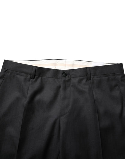 Dolce &amp; Gabbana – Einreihiger, zweiteiliger Anzug aus dunkelgrauer Wolle