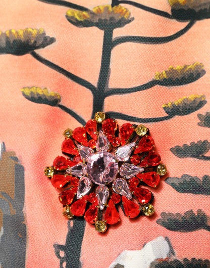 Dolce &amp; Gabbana – Mehrfarbiges, mit Kristallen verziertes A-Linien-Minikleid