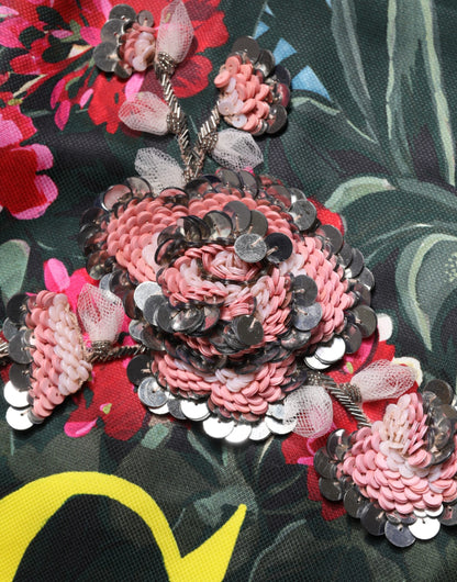 Dolce &amp; Gabbana – Mehrfarbiges, mit Kristallen verziertes A-Linien-Minikleid