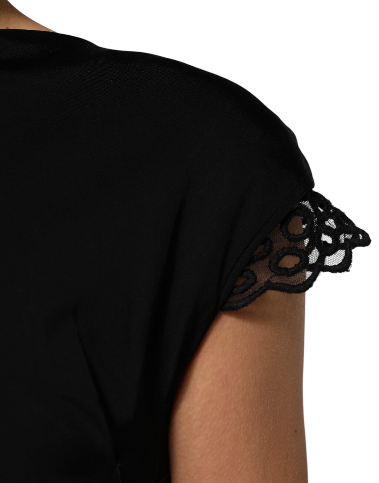 Roberto Cavalli – Schwarzes, figurbetontes Kleid mit kurzen Ärmeln