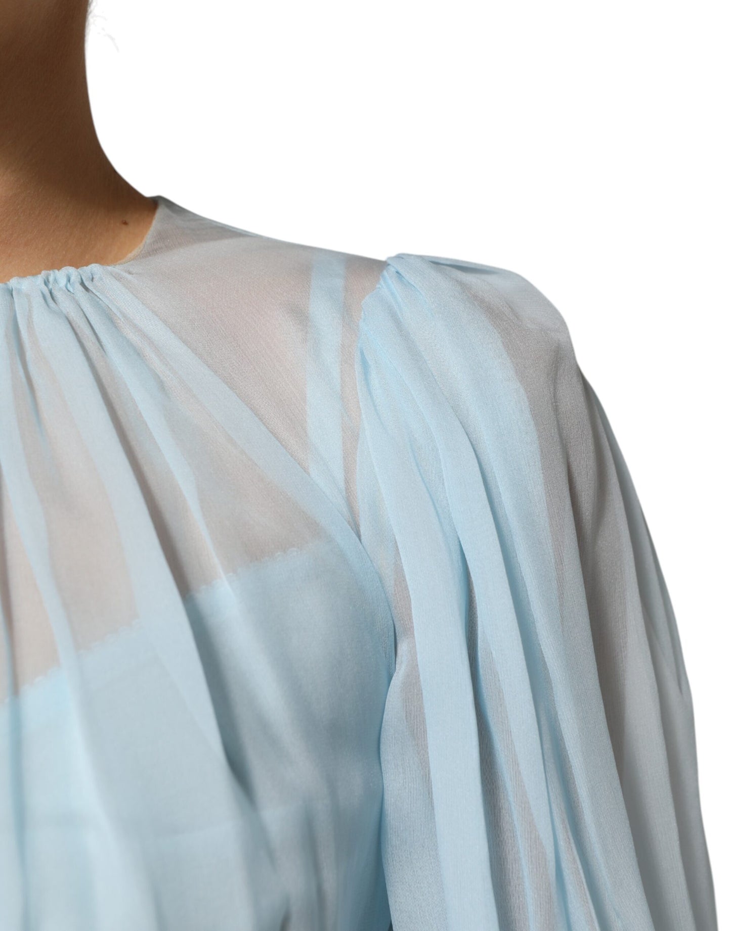 Dolce &amp; Gabbana – Zweifarbiges Midikleid aus Seide in Fuchsia-Hellblau