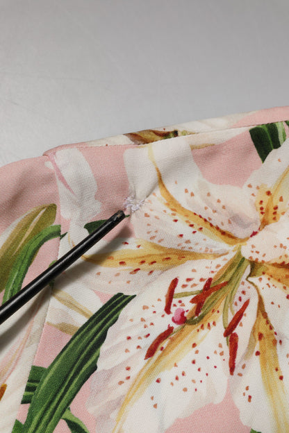 Dolce &amp; Gabbana – Blusentop mit Rundhalsausschnitt und Lilien-Print in Pink