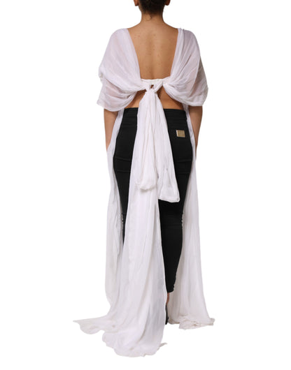 Dolce &amp; Gabbana – Kurzes Chiffon-Oberteil im Bustier-Korsett in Weiß