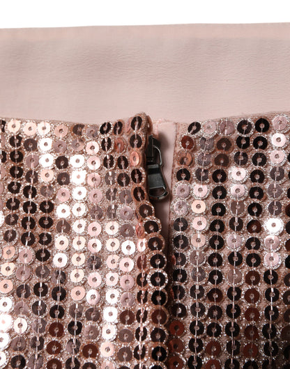 Dolce &amp; Gabbana – Ärmelloses, kurzes Top aus Nylon mit Pailletten in Rosa