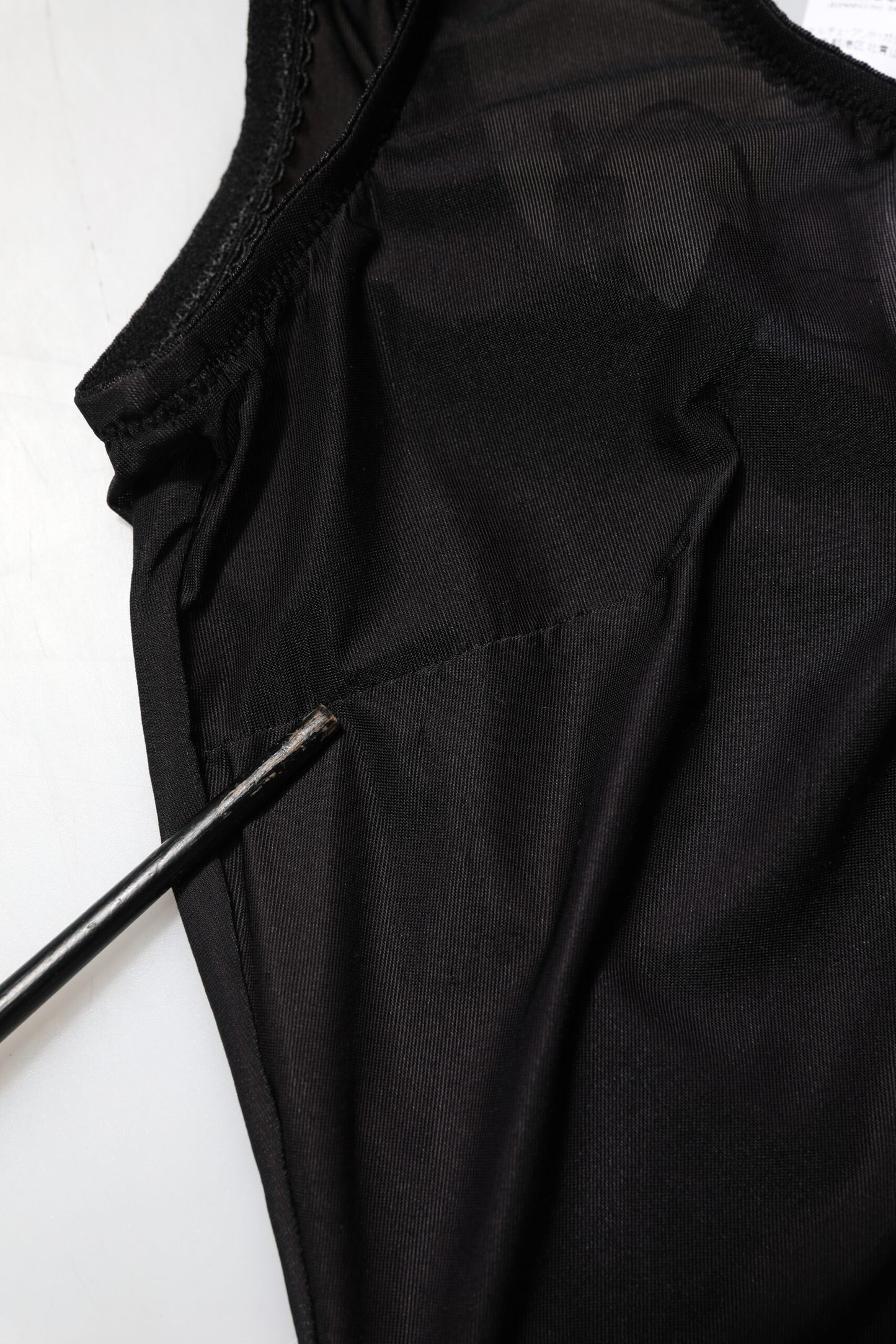 Dolce &amp; Gabbana Schwarzes ärmelloses Tanktop aus Nylon mit Rundhalsausschnitt