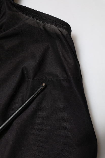 Dolce &amp; Gabbana Schwarzes ärmelloses Tanktop aus Nylon mit Rundhalsausschnitt