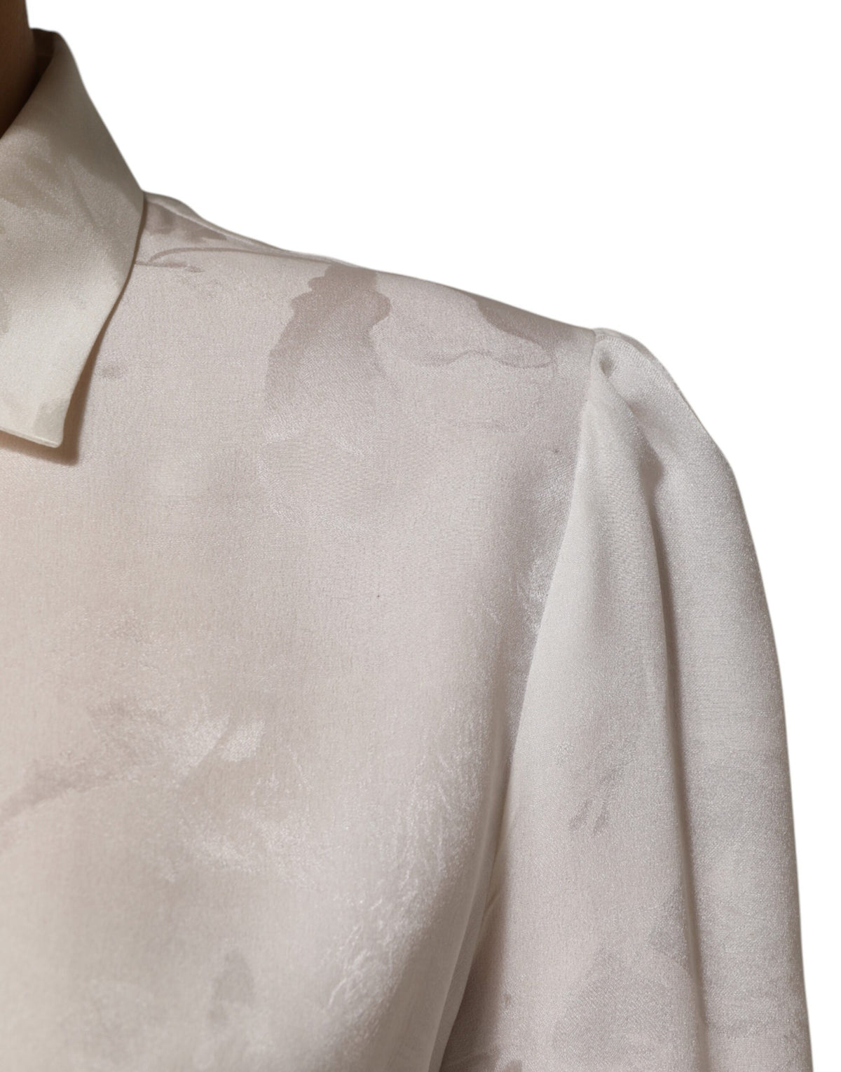 Dolce &amp; Gabbana – Weißes Seidenhemd mit langen Ärmeln und Kragen