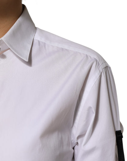 Dolce &amp; Gabbana – Weißes Hemdoberteil mit Kristallverzierung und Kragen