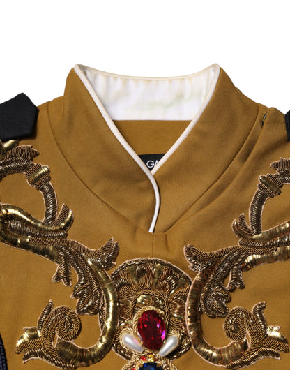 Dolce &amp; Gabbana Gelbes Kristallkreuz Runway Weste Jacke Top