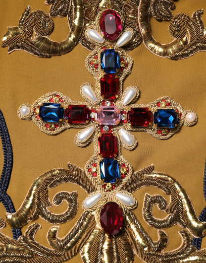 Dolce &amp; Gabbana Gelbes Kristallkreuz Runway Weste Jacke Top